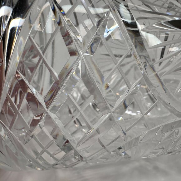 Decanter Crystal Cut Glass European MCM Starburst Diamond Pattern W/ Stopper 13" - Picture 5 of 16